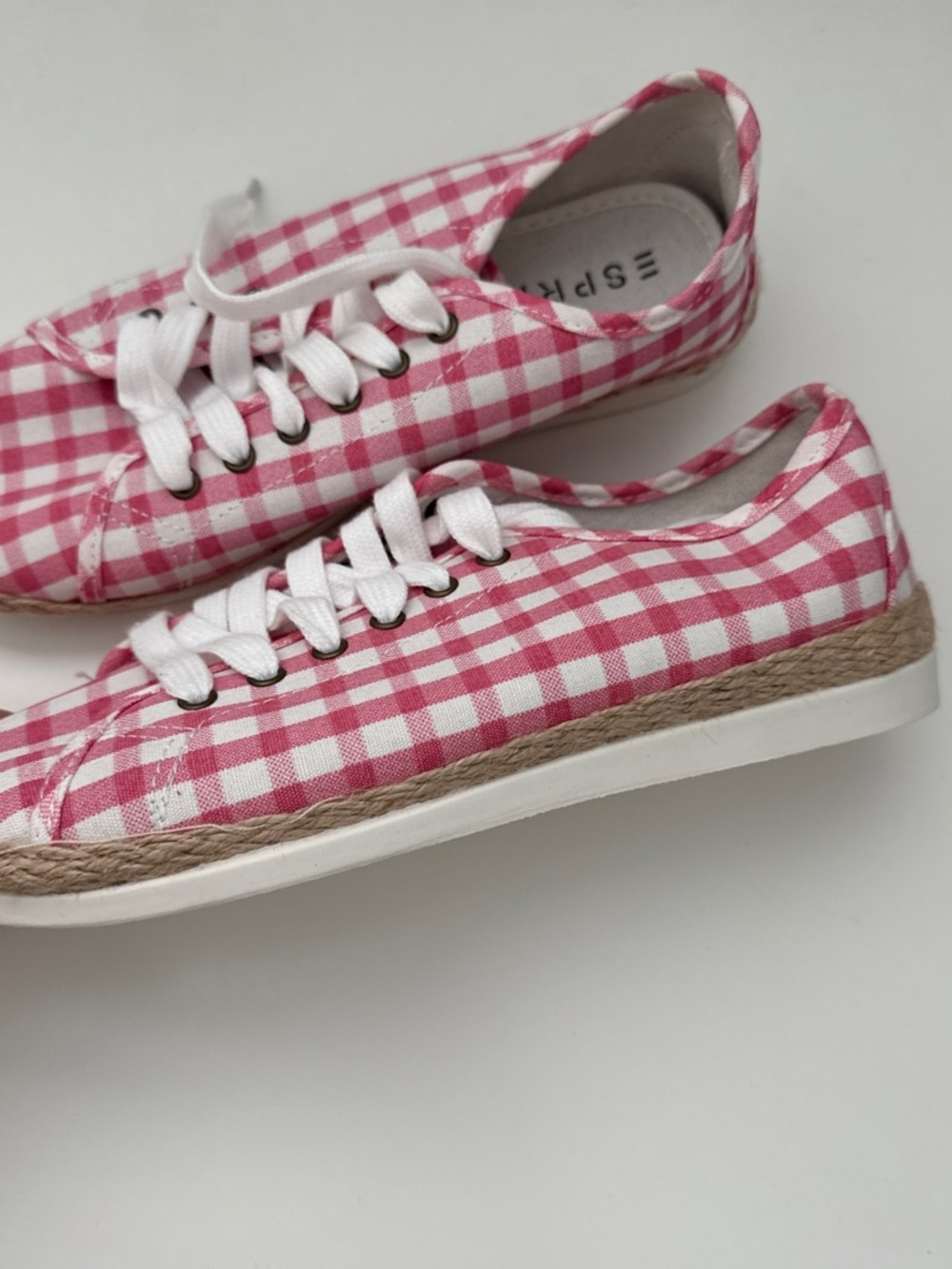 🌸Pink Gingham Women’s Sneakers - Esprit size 9 NWOT summer boho resort wear